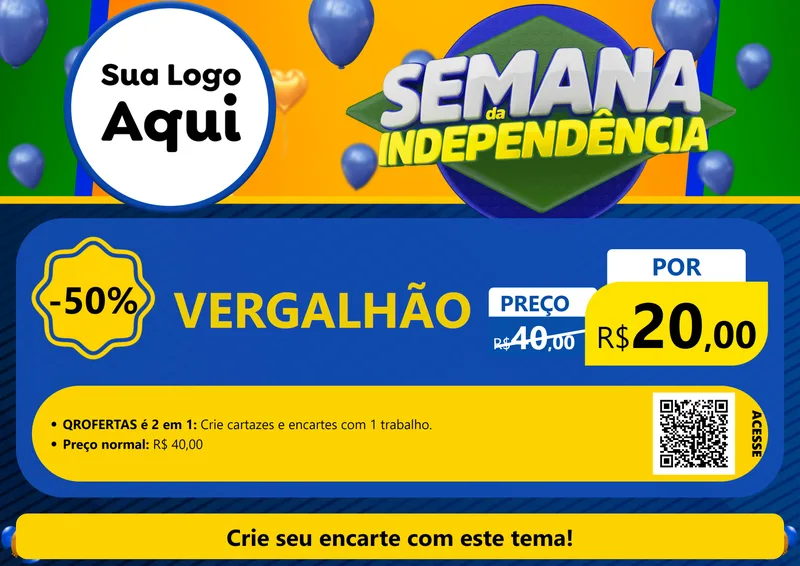 Modelo de Cartaz para Cartaz A4 Horizontal com o tema Semana da Independência para Ferragens