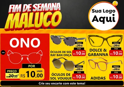 Modelo de Encarte para Encarte A4 Horizontal com o tema Final de Semana Maluco para Óticas