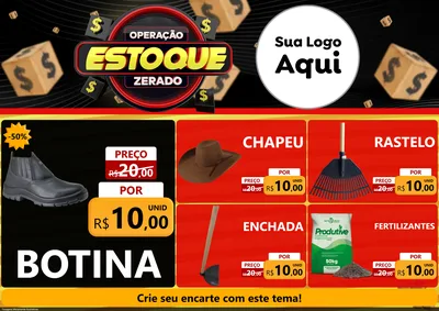 Modelo de Encarte para Encarte A4 Horizontal com o tema Operação Estoque Zerado para Agropecuária