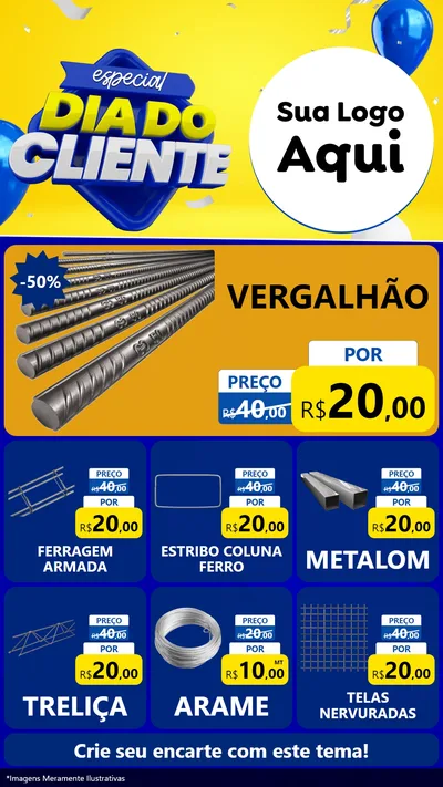Modelo de Rede Social para Stories com o tema Especial Dia do Cliente para Ferragens