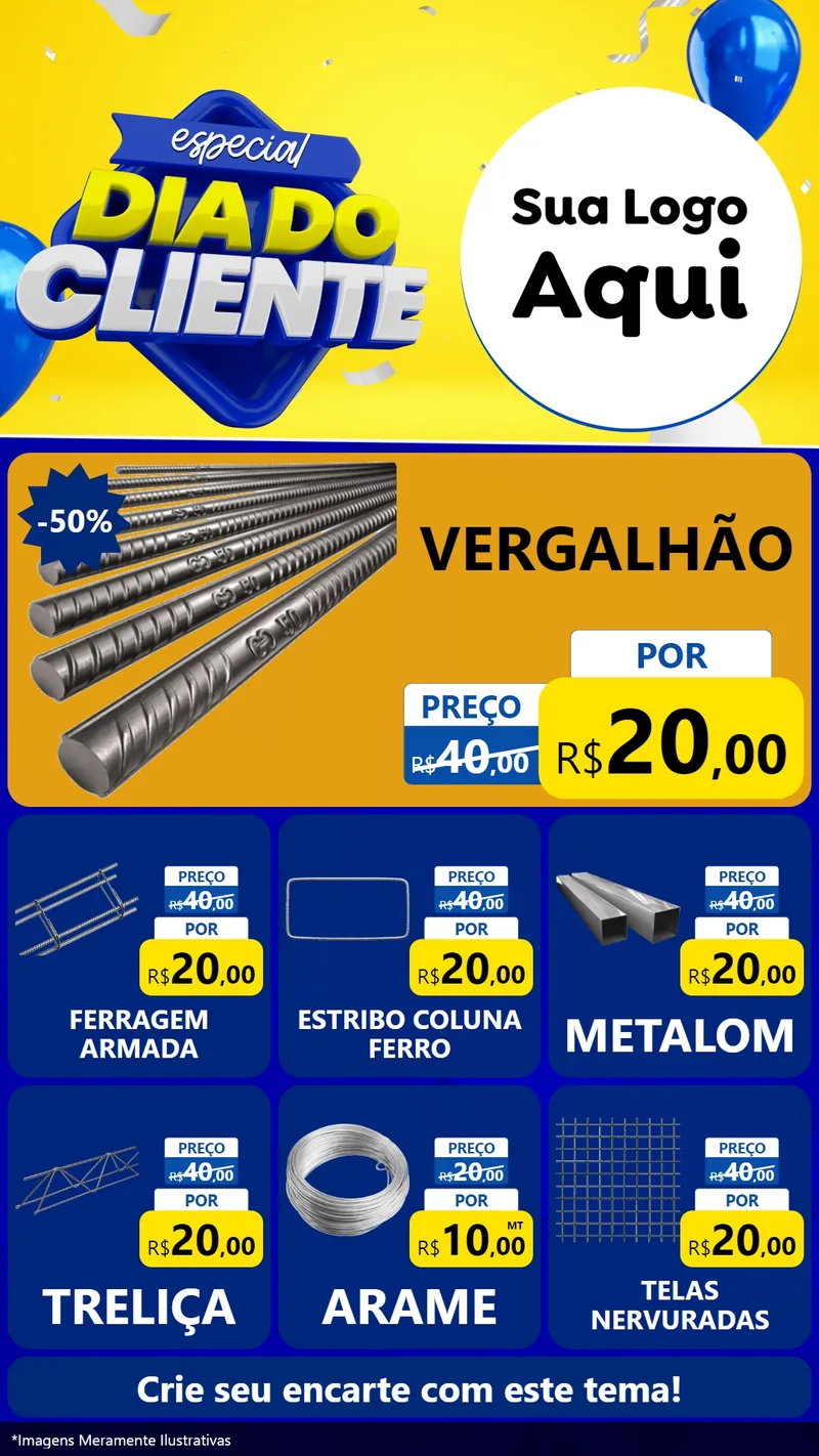 Modelo de Rede Social para Stories com o tema Especial Dia do Cliente para Ferragens