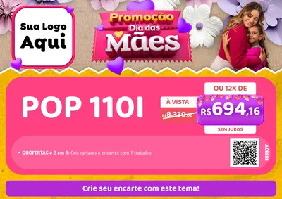 Modelo de Cartaz para Cartaz A4 Horizontal com o tema Promoção Dia das Mães para Concessionaria de Motos