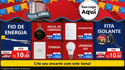 Modelo de TV para TV Horizontal com o tema Festa Junina para Materiais Elétricos