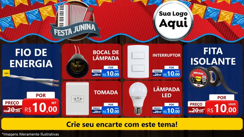 Modelo de TV para TV Horizontal com o tema Festa Junina para Materiais Elétricos