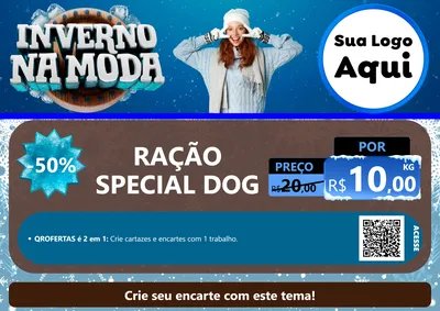 Modelo de Cartaz para Cartaz A4 Horizontal com o tema Inverno na Moda para Pet Shop
