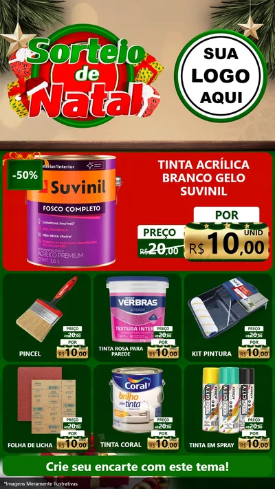 Modelo de Rede Social para Stories com o tema Sorteio de Natal para Tintas e Ferramentas