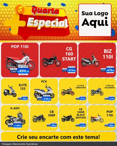 Modelo de Rede Social para Feed Instagram com o tema Quarta Mais Especial para Concessionaria de Motos