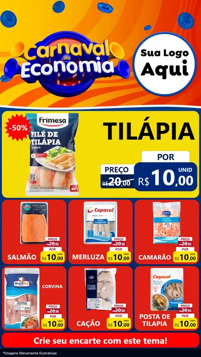 Modelo de Rede Social para Stories com o tema Carnaval da Economia para Peixaria