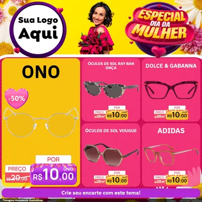 Modelo de Rede Social para Feed Facebook com o tema Especial Dia da Mulher para Óticas