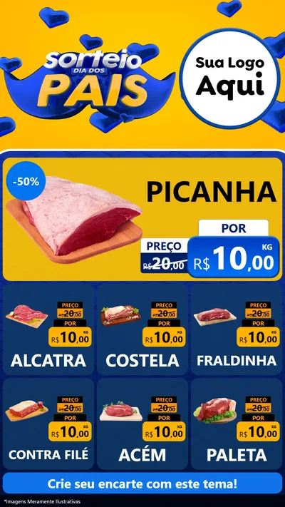 Modelo de Rede Social para Stories com o tema Sorteio Dia dos Pais para Açougue