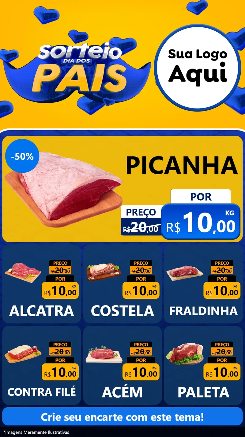 Modelo de Rede Social para Stories com o tema Sorteio Dia dos Pais para Açougue