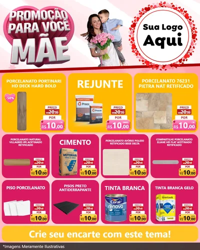 Modelo de Rede Social para Feed Instagram com o tema Promoção Para Você Mãe para Pisos e revestimentos