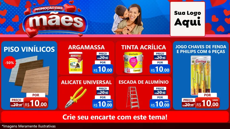 Modelo de TV para TV Horizontal com o tema Promoção das Mães para Material para Construção