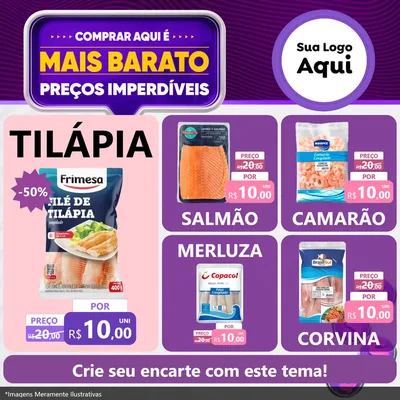 Modelo de Rede Social para Feed Facebook com o tema Mais Barato para Peixaria