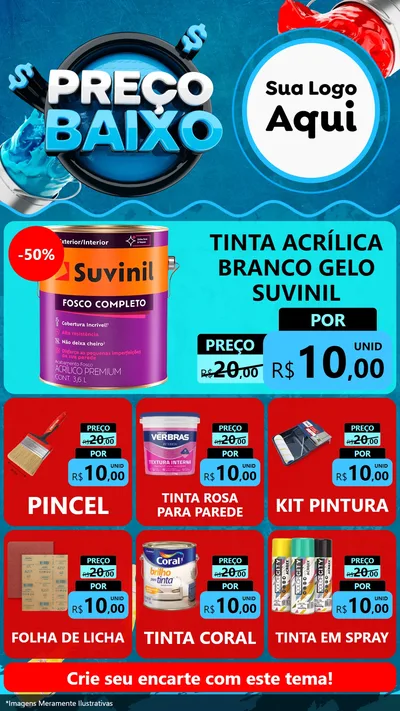 Modelo de Rede Social para Stories com o tema Preço Baixo - Tintas para Tintas e Ferramentas