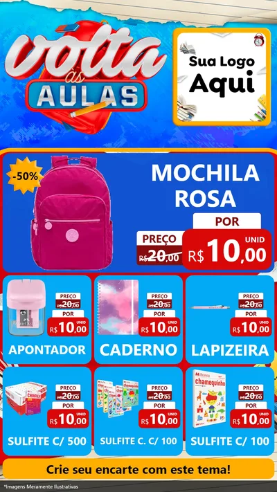 Modelo de Rede Social para Stories com o tema Volta às Aulas para Papelaria