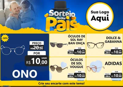 Modelo de Encarte para Encarte A4 Horizontal com o tema Sorteio Dia Dos Pais para Óticas