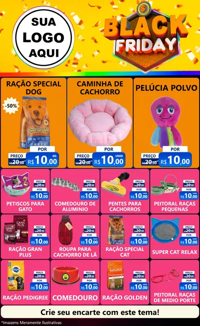 Modelo de Encarte para Encarte Grande com o tema Black Friday para Pet Shop