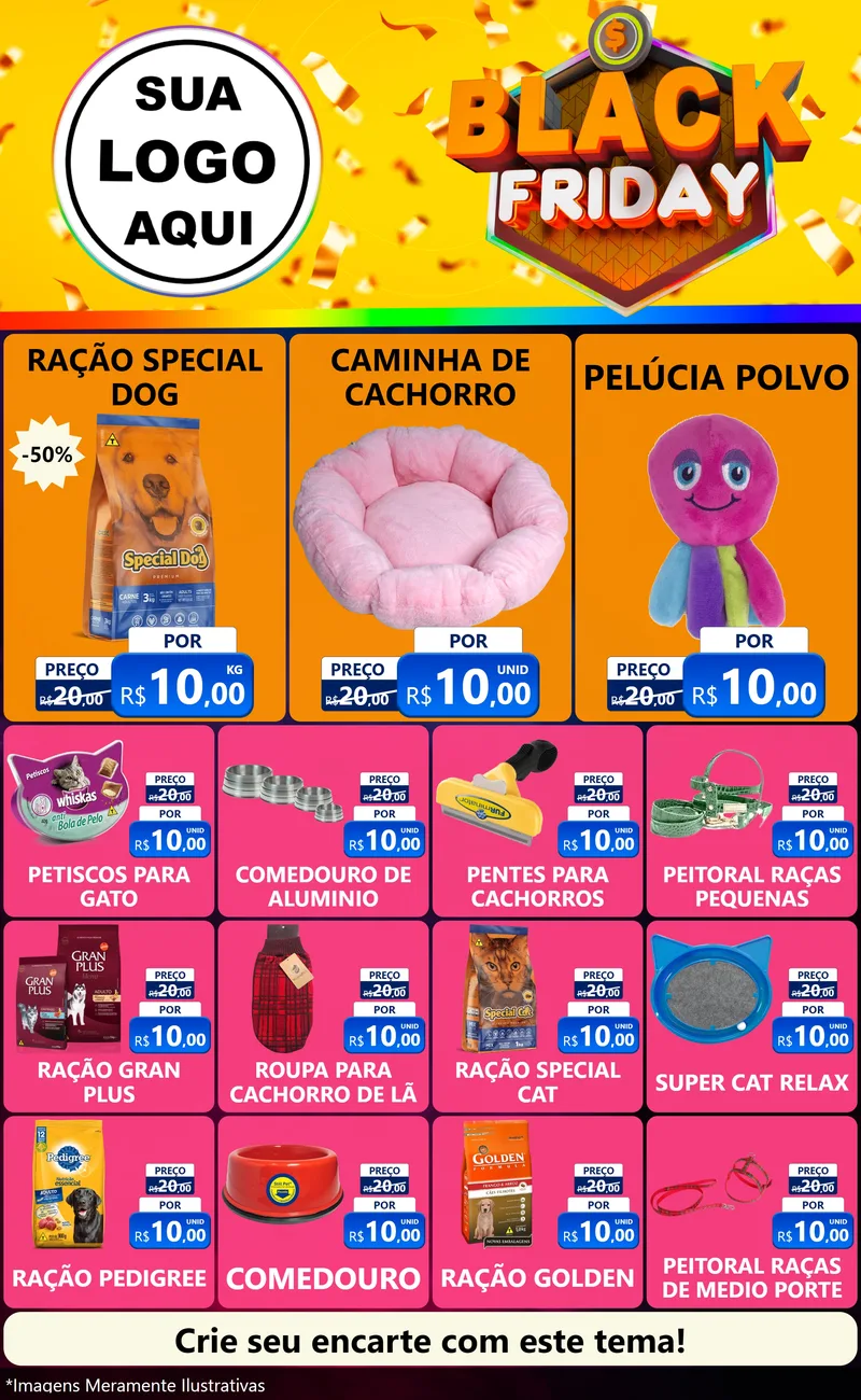 Modelo de Encarte para Encarte Grande com o tema Black Friday para Pet Shop