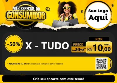 Modelo de Cartaz para Cartaz A4 Horizontal com o tema Mês Especial do Consumidor para Hamburgueria