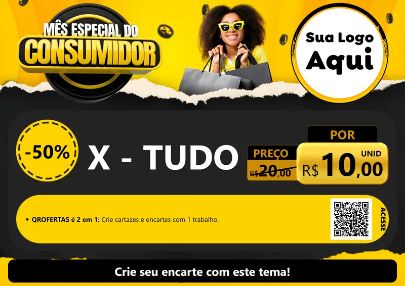 Modelo de Cartaz para Cartaz A4 Horizontal com o tema Mês Especial do Consumidor para Hamburgueria
