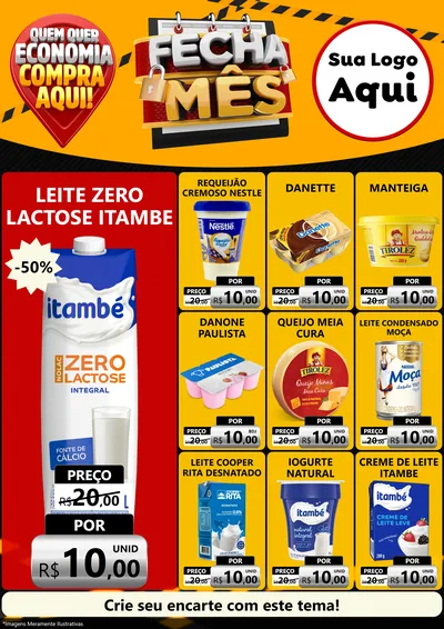 Modelo de Encarte para Encarte A4 Vertical com o tema Fecha Mês para Frios e Laticínios