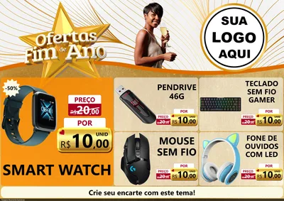 Modelo de Encarte para Encarte A4 Horizontal com o tema Ofertas Fim de Ano para Informática