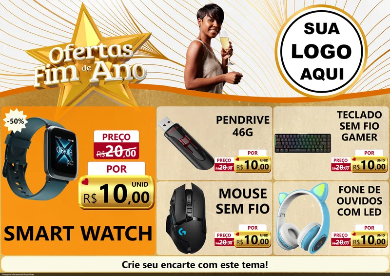 Modelo de Encarte para Encarte A4 Horizontal com o tema Ofertas Fim de Ano para Informática