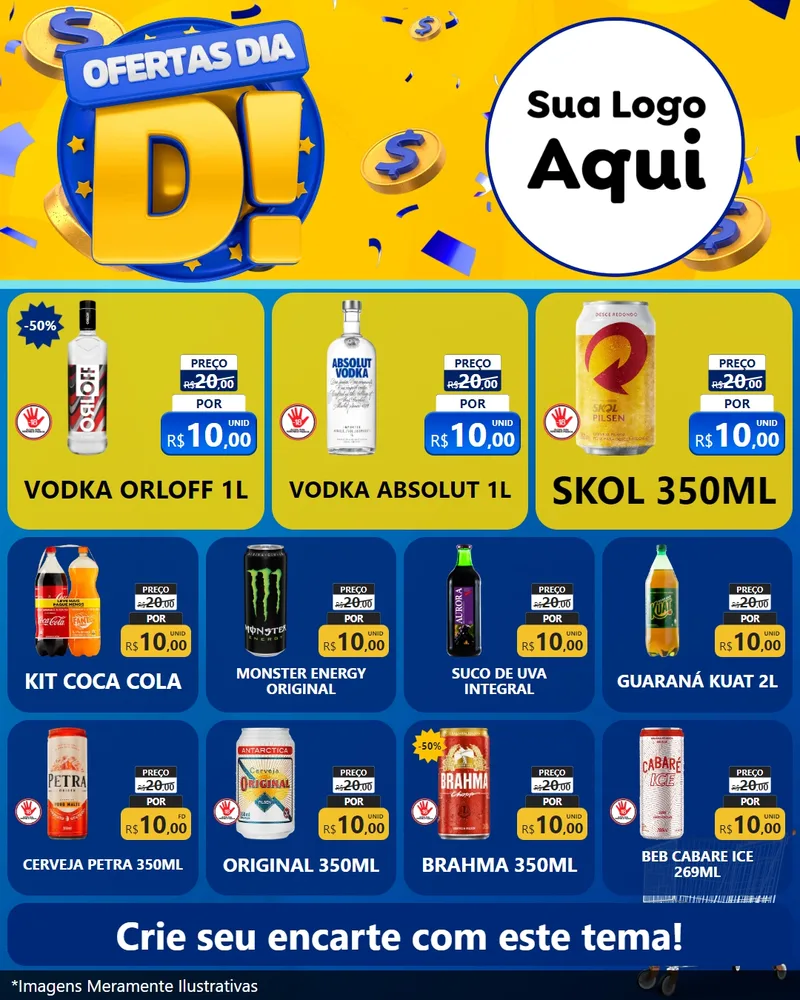 Modelo de Rede Social para Feed Instagram com o tema Ofertas Dia D para Distribuidora de bebidas