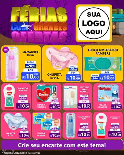 Modelo de Rede Social para Feed Instagram com o tema Férias com Grandes Ofertas para Bebês