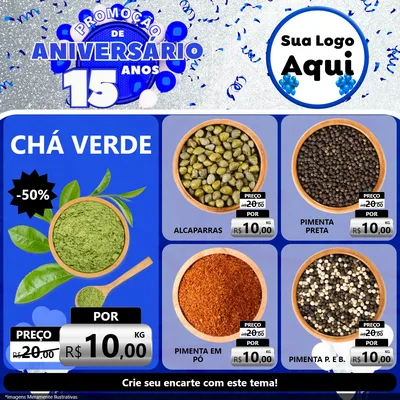 Modelo de Rede Social para Feed Facebook com o tema Promoção de Aniversário - 15 Anos para Produtos Naturais