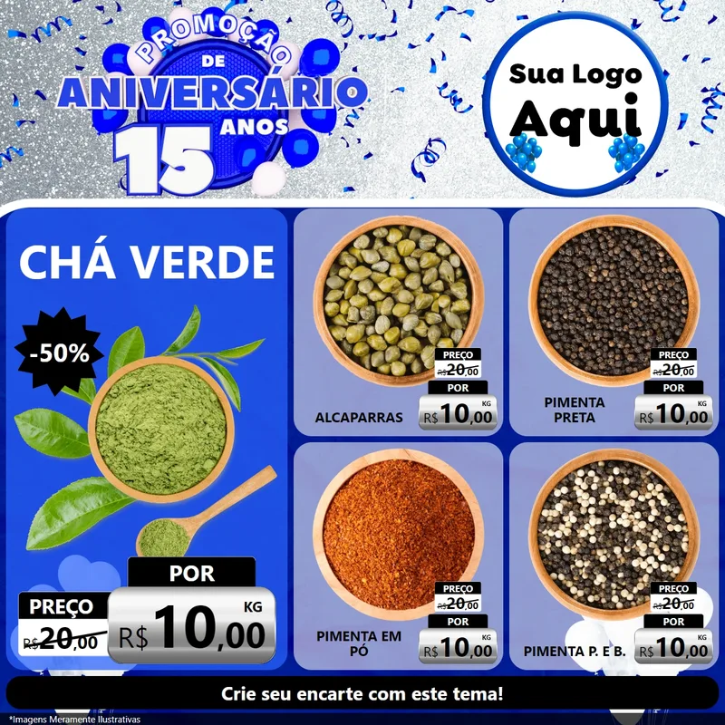 Modelo de Rede Social para Feed Facebook com o tema Promoção de Aniversário - 15 Anos para Produtos Naturais