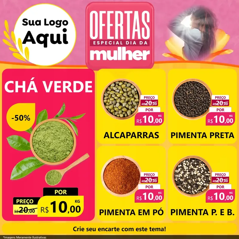 Modelo de Rede Social para Feed Facebook com o tema Ofertas - Especial Dia Das Mulheres para Produtos Naturais
