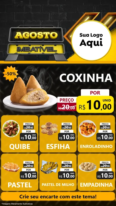 Modelo de Rede Social para Stories com o tema Agosto Imbatível para Salgadaria