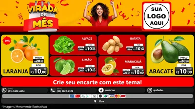 Modelo de TV para TV Horizontal com o tema Virada de Mês para Hortifrúti