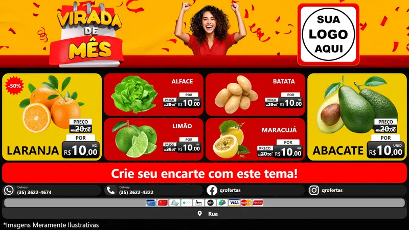 Modelo de TV para TV Horizontal com o tema Virada de Mês para Hortifrúti