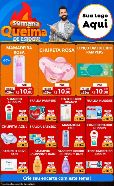 Modelo de Encarte para Encarte Grande com o tema Semana Queima de Estoque para Bebês
