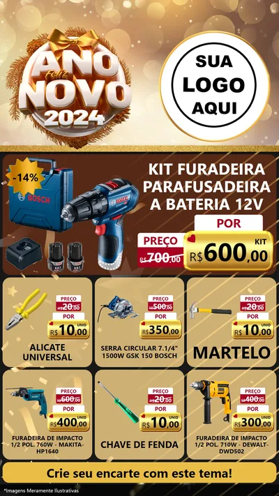 Modelo de Rede Social para Stories com o tema Feliz Ano Novo 2027 para Maquinas e Ferramentas