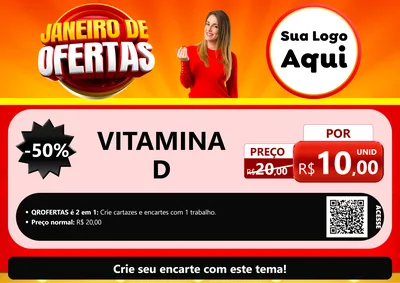 Modelo de Cartaz para Cartaz A4 Horizontal com o tema Janeiro de Ofertas para Farmácia