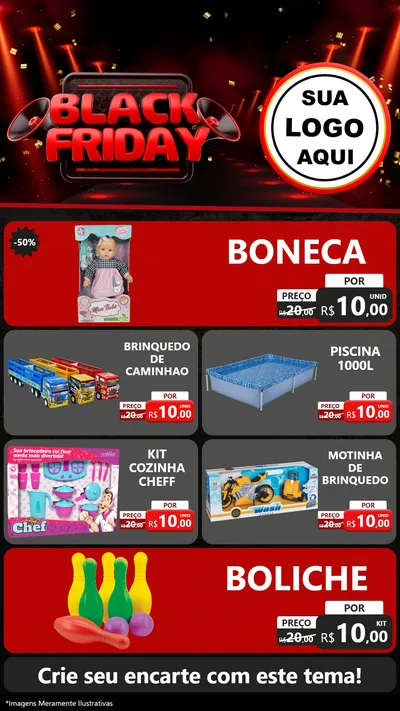 Modelo de TV para TV Vertical com o tema Black Friday para Brinquedos