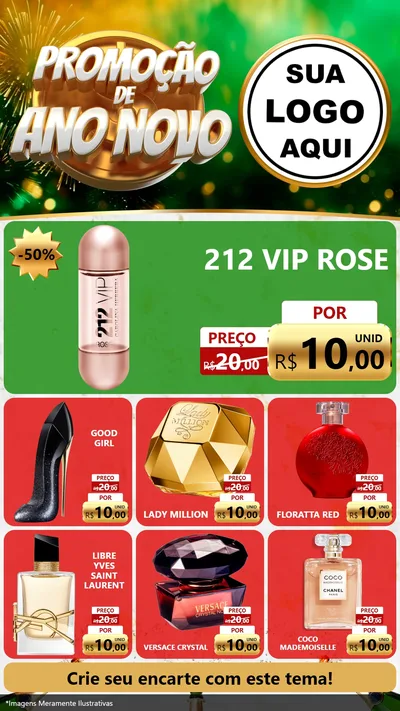 Modelo de Rede Social para Stories com o tema Promoção de Ano Novo para Perfumes