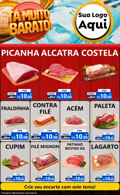 Modelo de Encarte para Encarte Grande com o tema Está Muito Barato para Açougue