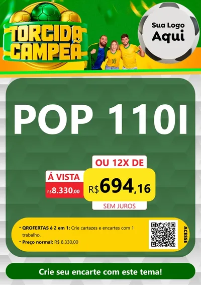Modelo de Cartaz para Cartaz A4 Vertical com o tema Torcida Campeã - Copa para Concessionaria de Motos