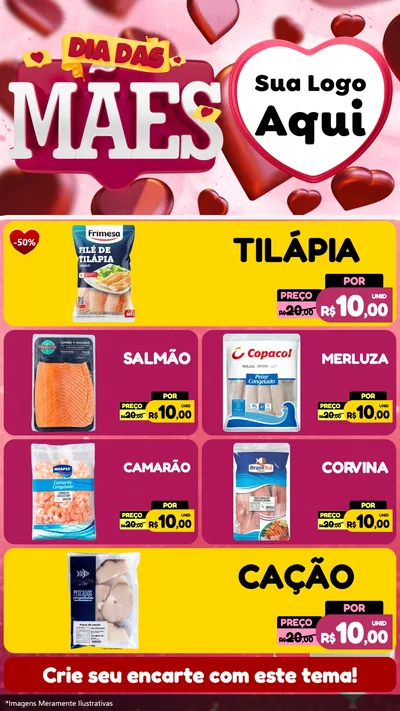 Modelo de TV para TV Vertical com o tema Dia Das Mães para Peixaria