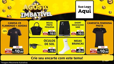 Modelo de TV para TV Horizontal com o tema Agosto Imbatível para Roupas e acessórios