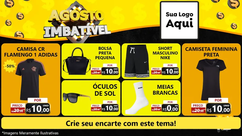 Modelo de TV para TV Horizontal com o tema Agosto Imbatível para Roupas e acessórios