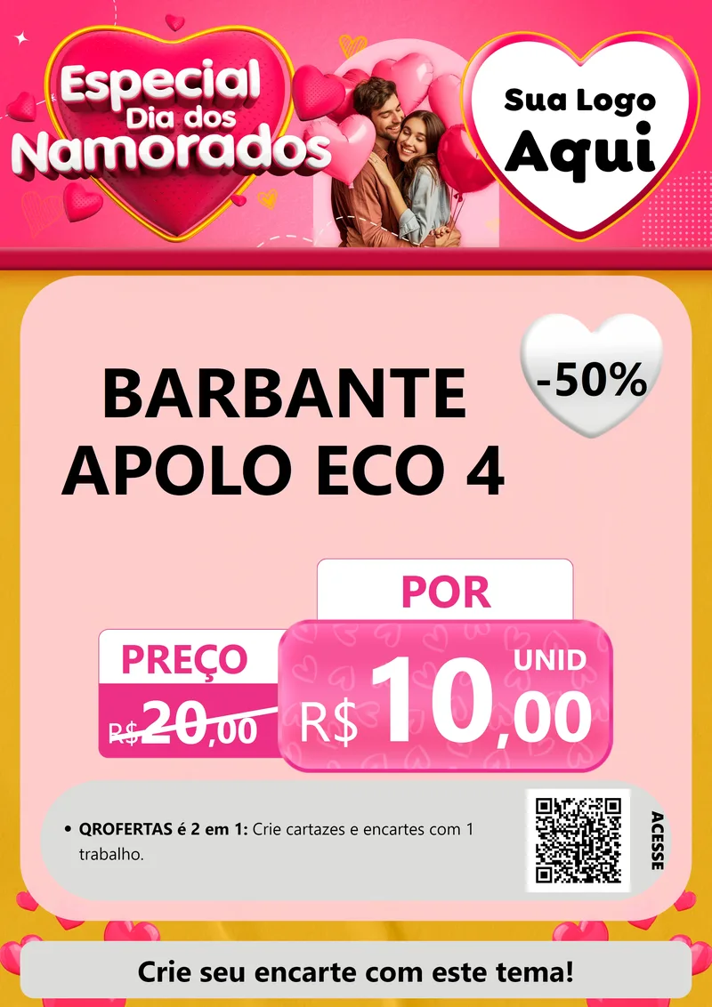Modelo de Cartaz para Cartaz A4 Vertical com o tema Especial Dia dos Namorados para Armarinho e Aviamentos