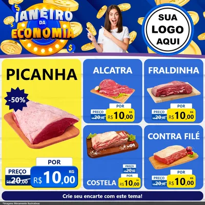 Modelo de Rede Social para Feed Facebook com o tema Janeiro da Economia para Açougue