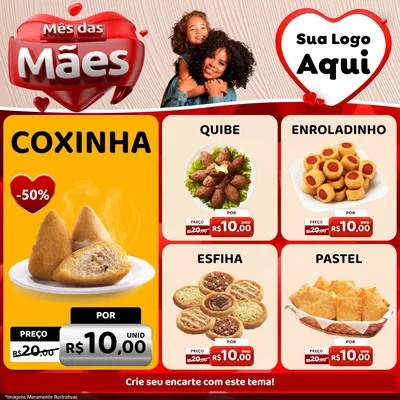 Modelo de Rede Social para Feed Facebook com o tema Mês das Mães para Salgadaria