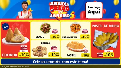 Modelo de TV para TV Horizontal com o tema Abaixa Preço em Janeiro para Salgadaria
